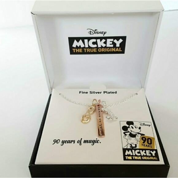 Disney Mickey Mouse Hidden Mickey Silver Plated Necklace 90 Years of Magic NWT - Picture 5 of 8